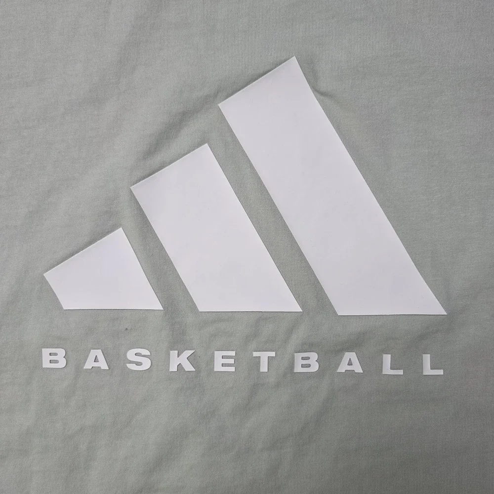 Adidas Basketball T Shirt Mens XL Metallic Gray Green Athletic Thick Collar